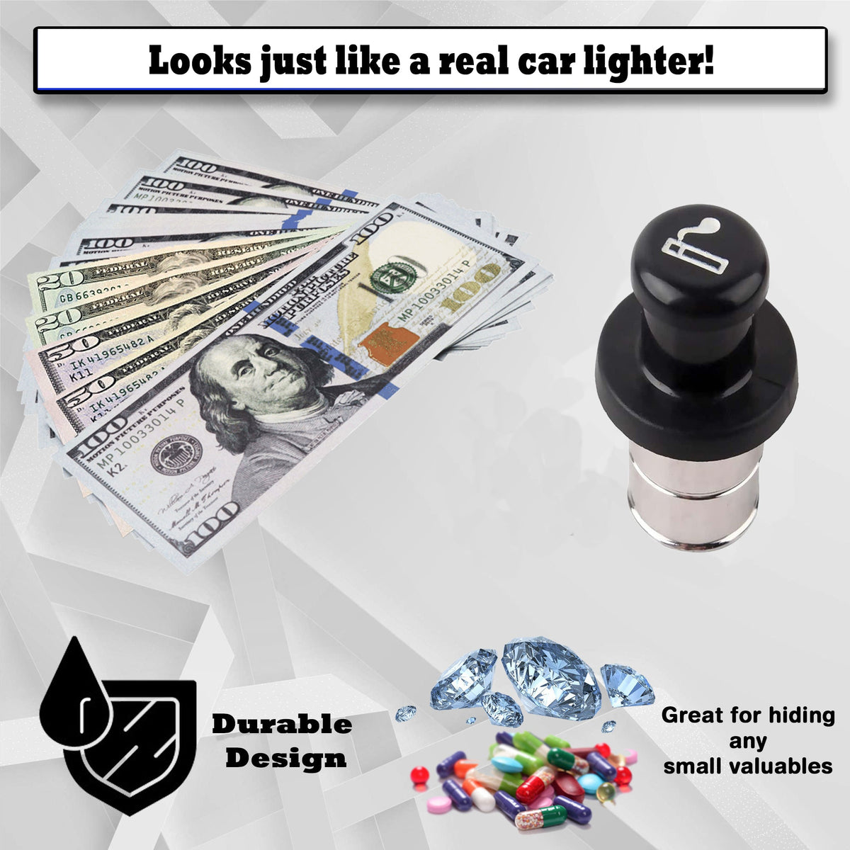 Fake Car Lighter Diversion Safe (2 pack) - Stash your valuables with discreet car stash compartment ideas