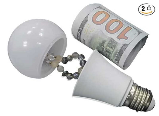Fake Lightbulb Diversion Safe (2 Pack) - Discreet house hidden safe ideas to hide your money or jewelry in Secret compartments