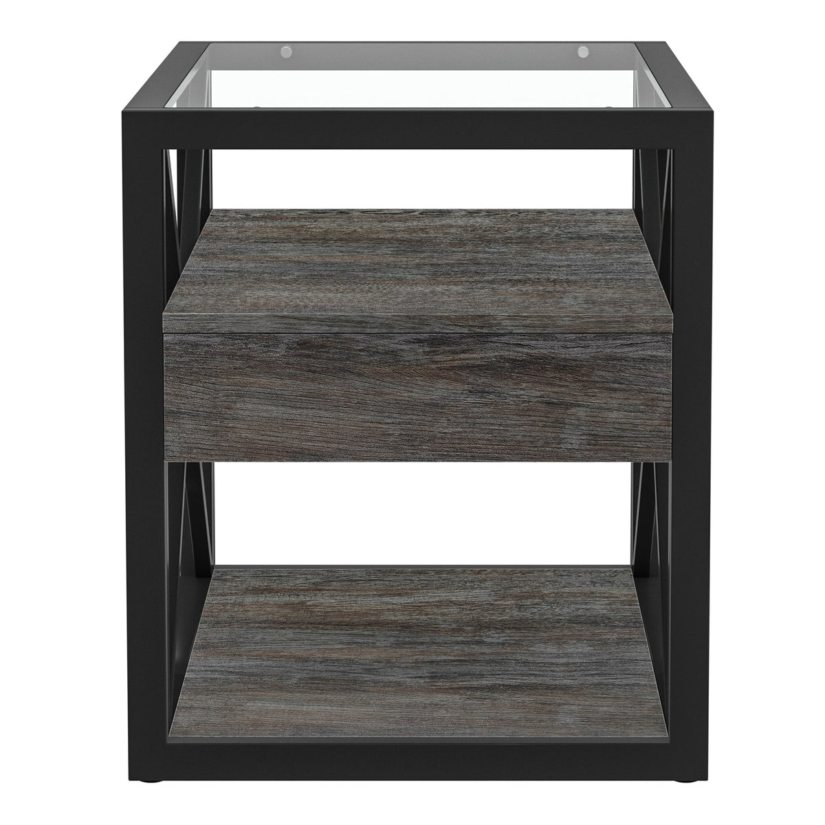 Set of 2 Modern End Tables with Drawer - Nightstands