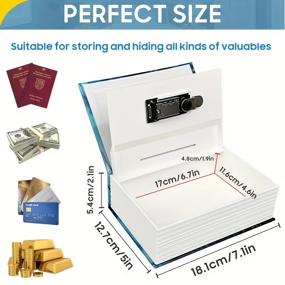 Book-Shaped Safe with Combination Lock Hidden Money Box Secret Storage Vault for Kids Birthday and Christmas Gift